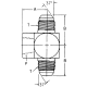 Steel Adapter, 1-1/4-11-1/2 Female NPT Branch To 1-5/8-12 Male JIC 37 deg Flare Run, Tee