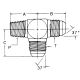 Steel Adapter, 1/8-27 Male NPT Run To 9/16-28 Male JIC 37 deg Flare Run & Branch, Tee