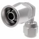 Steel Reusable 1 Wire Braid Teflon Fitting, 7/16-20 Female JIC 37 deg Flare Swivel, -04 Hose, 90 deg Elbow