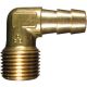 Brass Short Shank Type Fitting, 0.38 Inch Hose ID to 1/4-18 Male NPT, 90 deg Elbow