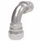 Steel Crimp 1 Wire Braid Reduced Bore Fitting, 1-5/16 - 12 Female JIC 37 deg Flare Swivel, -16 Hose, 90 deg Elbow