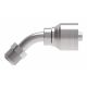 Steel Reusable 1 Wire Braid Reduced Bore Fitting, 1/2-20 SAE Male Inverted Flare, -05 Hose, 45 deg Elbow