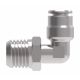 Brass Push>Connect Metric Tube Fitting, 6.00 mm Tube OD To 1/8-28 Male Universal BSPP/BSPT, 90 deg Elbow