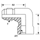 Stainless Steel Adapter, 3/8-18 Female NPT To 3/4-16 Male JIC 37 deg Flare, 90 deg Elbow