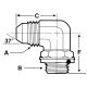 Steel Adapter, 3/4-16 Male JIC 37 deg Flare To M22 x 1.5 Male Metric Thread, 90 deg Elbow