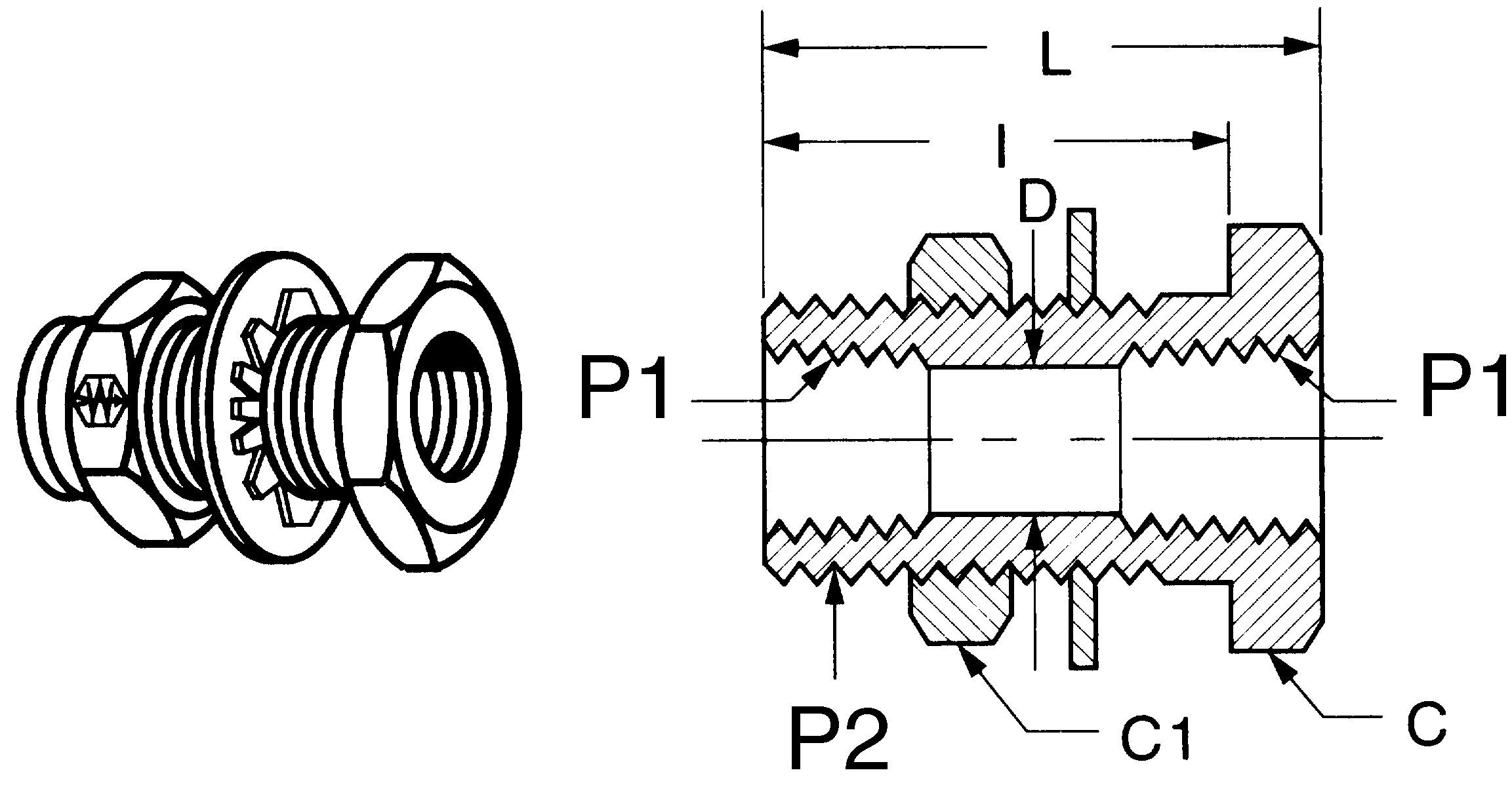 Brass Female To Male NPT Bulkheads 2584 Hydraulic Supply Co.