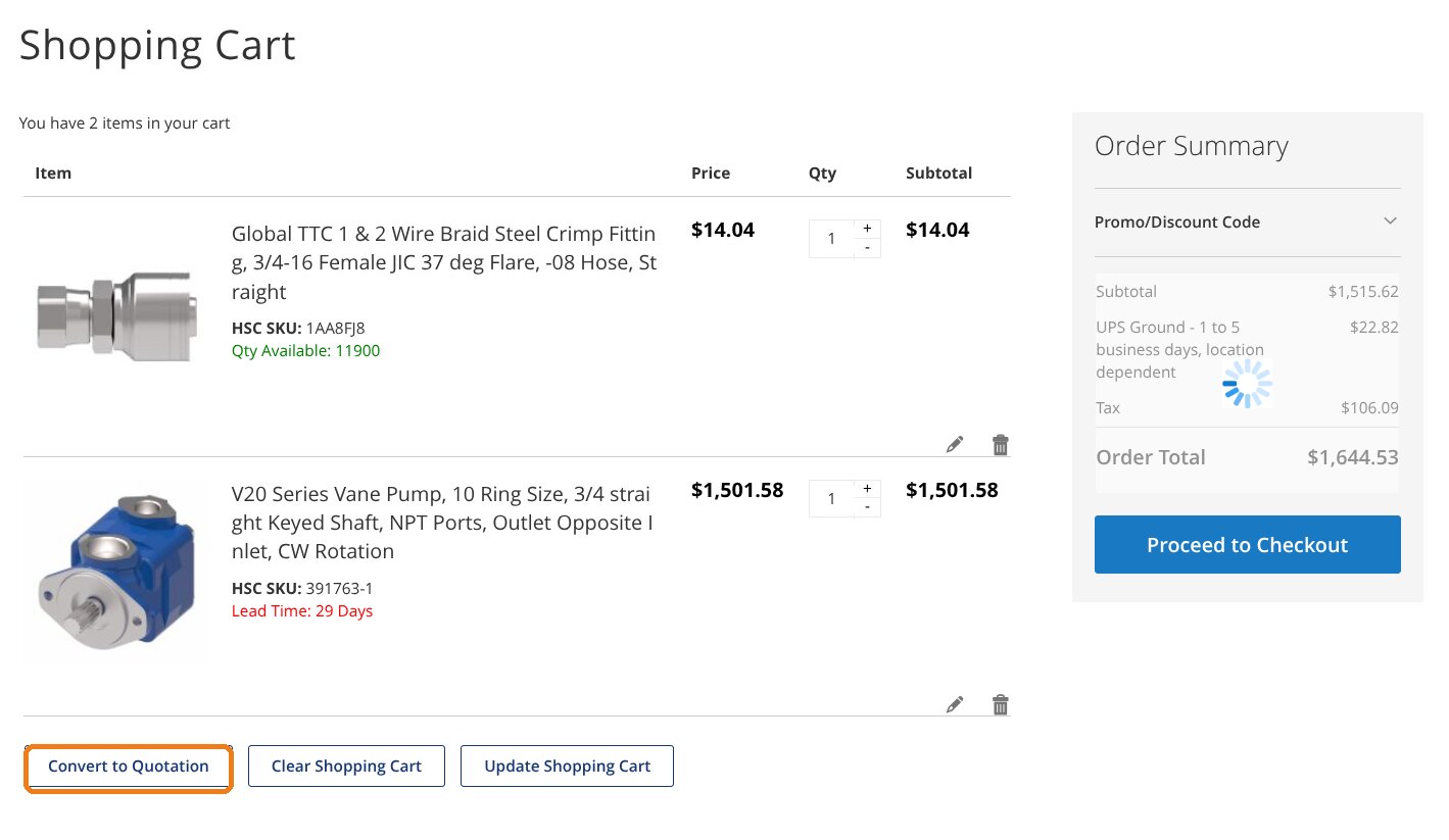 The Convert to Quotation button beneath the shopping cart
