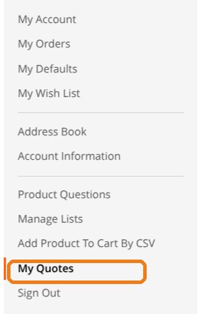 The My Quotes link highlighted in the My Account menu