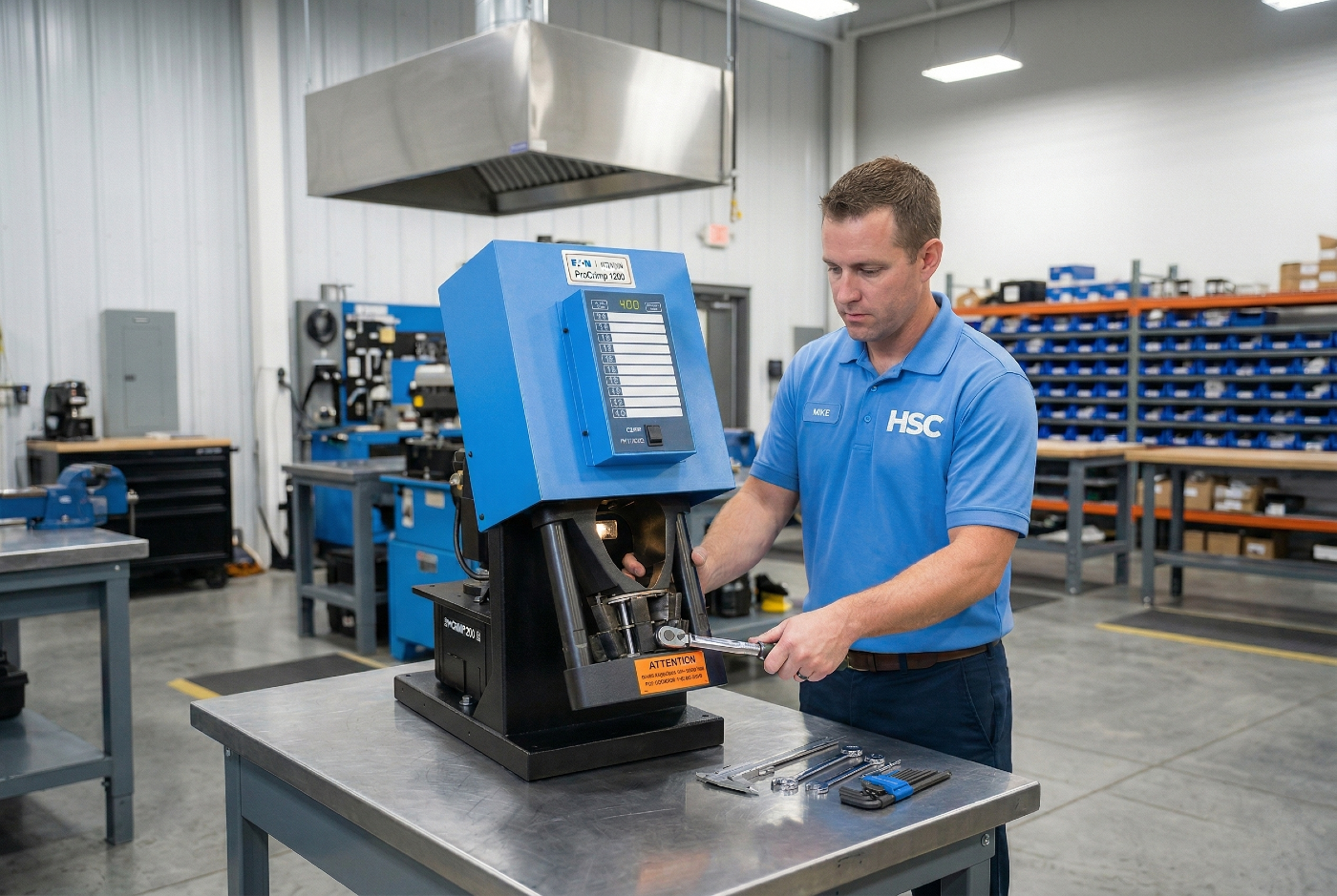 Hydraulic technician servicing an FT-1380 crimper
